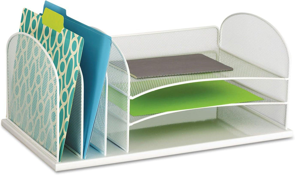 Safco Onyx Mesh 3 Sorter, 3 Tray Desktop Organizer 3254WH, White Powder Coat ...