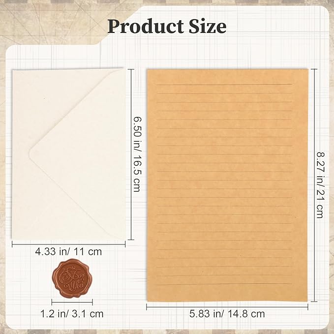 54 Pack Stationery Letter and Envelopes, Stationary Set Includ 30 Letter Paper - Image 2