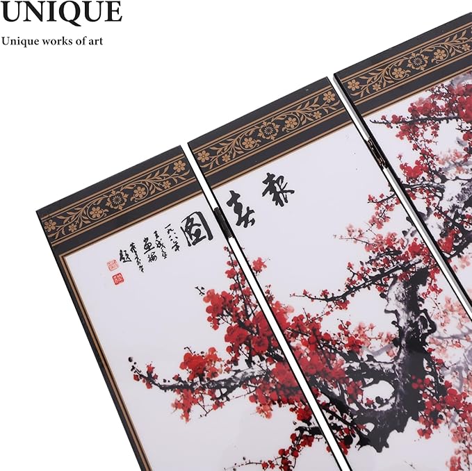 LUOZZY Chinese Style Mini Screen Ornaments Desktop Wooden Panel Divider - Image 3
