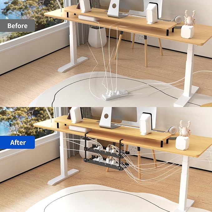 SRJZMLY 31Inch Extendable Under Desk Cable Management Tray Multi-Model Metal - Image 2