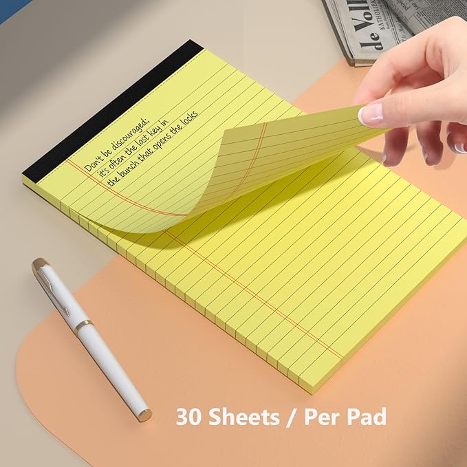 5" x 8" Yellow Legal Pads Writing Pads 12 Pack of Notepad 80gsm Paper Small - Image 6