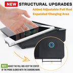 selead desktop glass whiteboard with wireless charger and shown in use