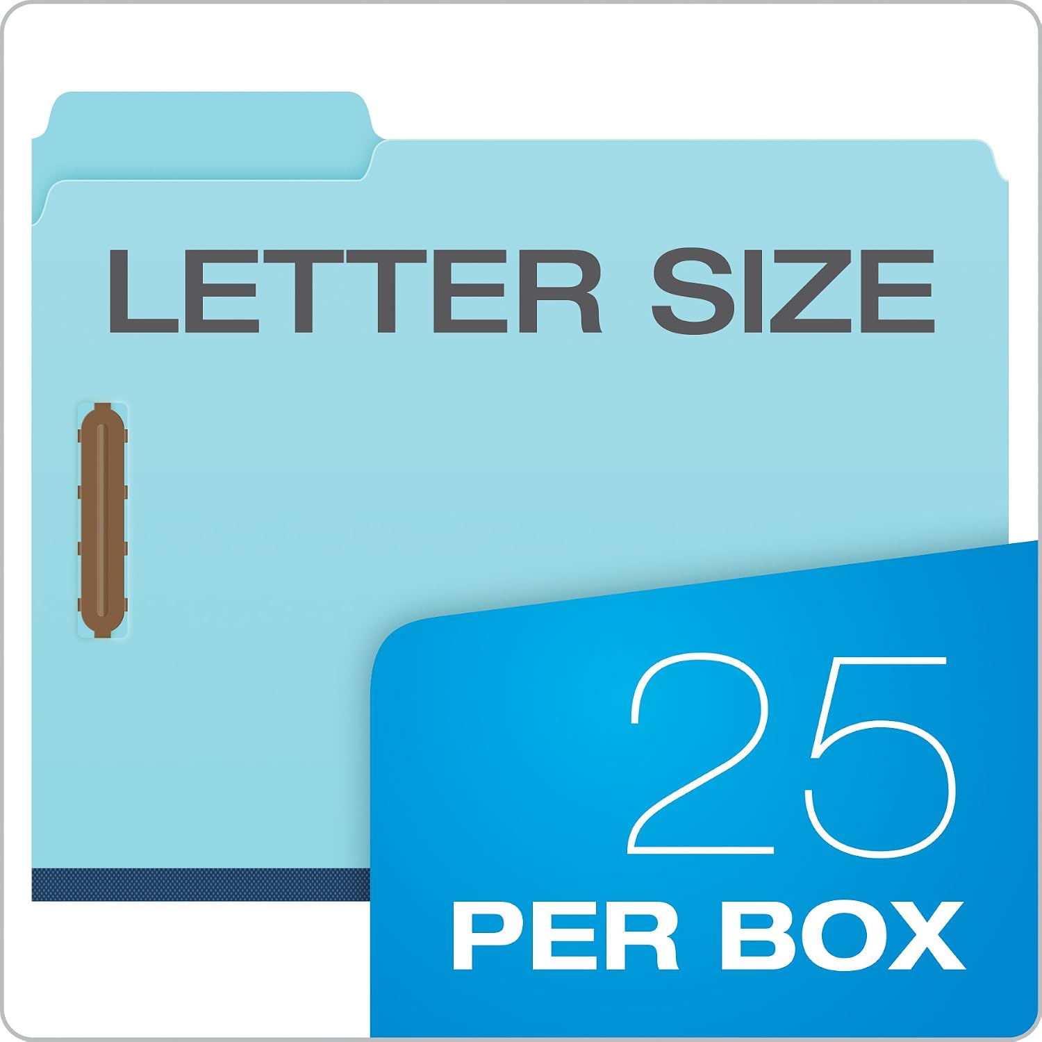 Pendaflex Globe Weis Pressboard Fastener Folders, Letter Size, Light Blue, 1" Expansion, 1/3 Cut, 25/BX (615F21-3BLU)
