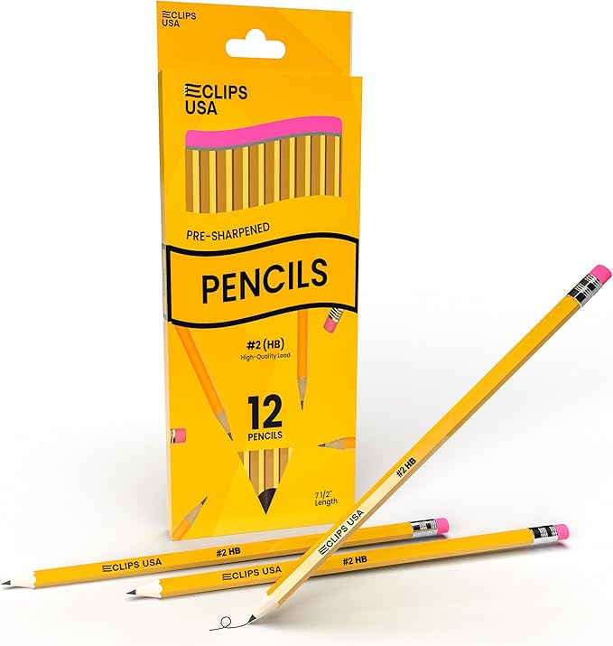 Pre-Sharpened Pencils Bulk, Pencil #2, Number 2 pencils, School Supplies Bulk by E-CLIPSUSA