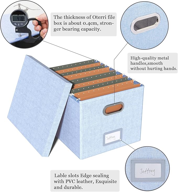2 Pack File Storage Organizer, Filing Box, Portable File Box - Image 4