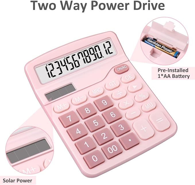 Calculators, Splaks 2 Pack Standard Functional Desktop Calculators Sola and AA - Image 2