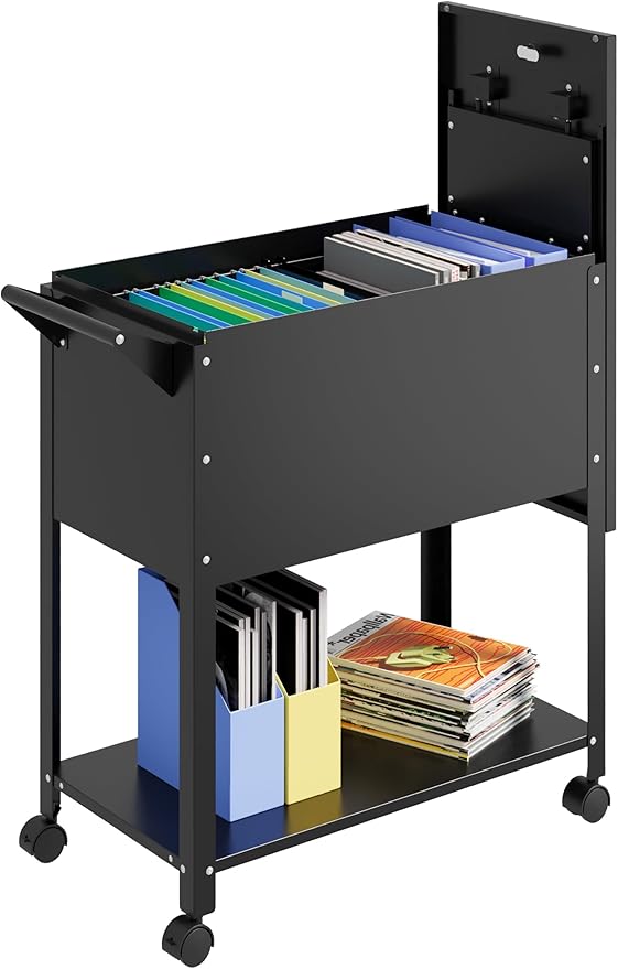 MIIIKO Mobile File Cart with Lock, Rolling File Cabinet Hanging Letter/Legal by MIIIKOOfficeFurniture