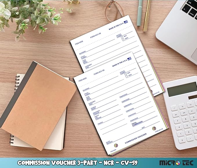 Commission Voucher Book CV-59-3 Part Carbonless Forms, Triplicate NCR Receipt - Image 7