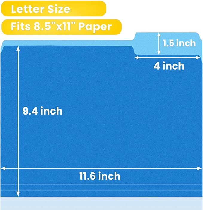 SUNEE File Folders, 100 Pack Manilla Folders 8.5 x 11, Colored File Folders - Image 2