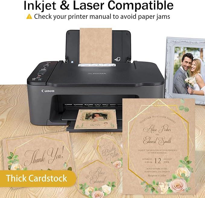 100 Sheets Parchment Cardstock 8.5 x 11 Textured Printer Paper, Goefun 90lb Tan - Image 3