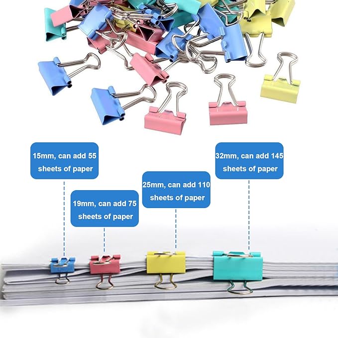 170 Pcs Binder Clips Assorted Sizes, Colored Large, Small Binder Paper Clips - Image 4