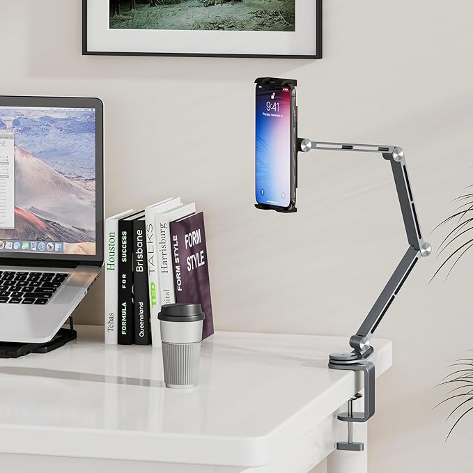 Houele Tablet Stand Holder, Adjustable Foldable Tablet Arm iPad Desk Mount - Image 7
