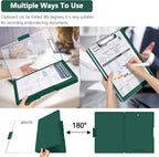 SFLHHDM Clipboard with Storage,Heavy Duty Clip Boards 8.5x11 with 2 Storage Case,Clear Visible Panel Storage Clipboards,Side Opening Nursing Clipboard Folder for Office Supplies-Emerald