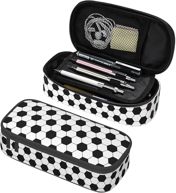 Soccer Texture Pencil Case Big Capacity Storage Pencil Pouch Stationery Bags by HKHEHOP