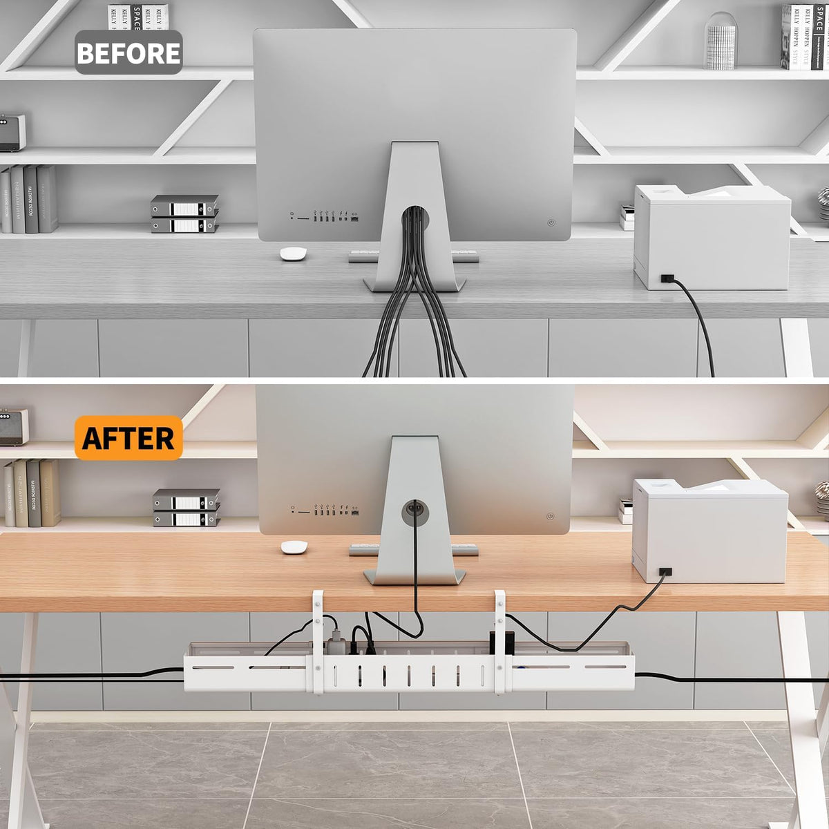 Under Desk Cable Management Tray, Expandable Length 25.2"-38.6",No ...