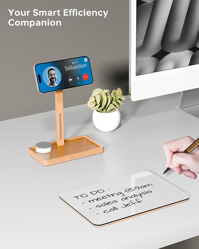YEOUX Premium Desktop Glass Whiteboard & Magnetic Phone Stand 2-in-1 | 360° - Image 4