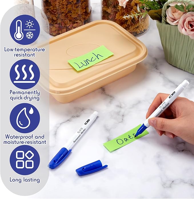 Janlaugh 2 Pcs Freezer Permanent Markers Waterproof Fast Drying Labels 1.0mm - Image 3