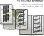 4NM No Assembly Folding Bookshelf Storage Shelves 4 Tiers Vintage Bookcase - Image 6