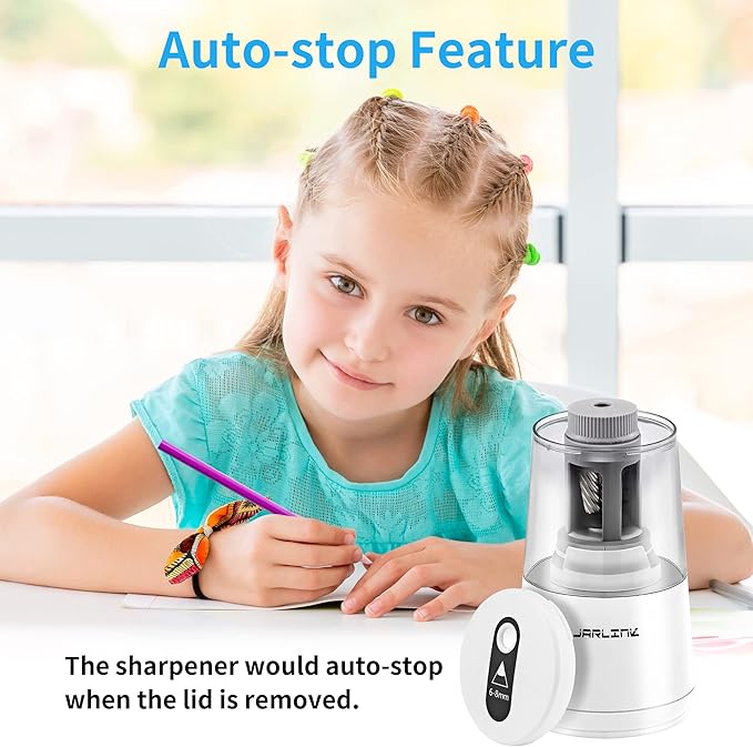 JARLINK Electric Pencil Sharpener, Heavy-Duty Helical Blade to Fast Sharpen - Image 9