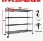 MilleLoom 4 Tier Industrial Storage Shelving Unit 2640LBS Capacity, Heavy Duty - Image 2