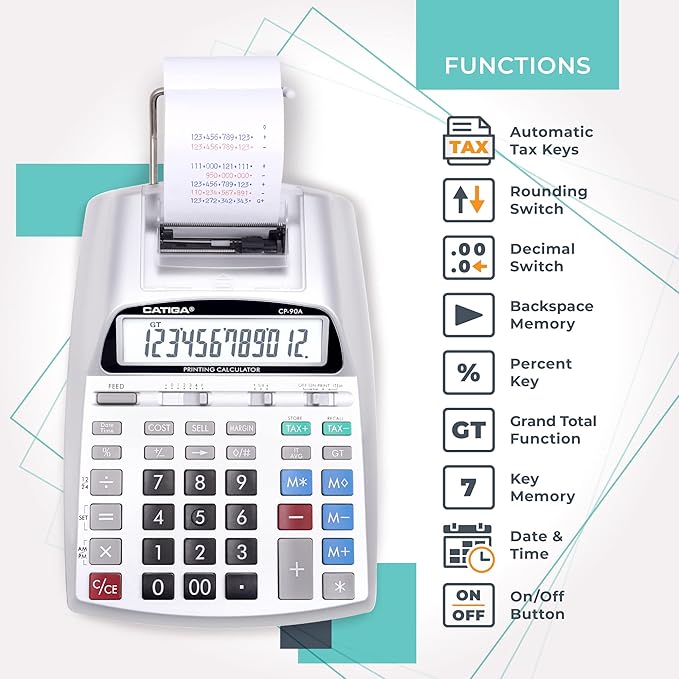 CATIGA New & Upgraded 2025 Printing Calculator Adding Machine 10 Key, Desktop - Image 4