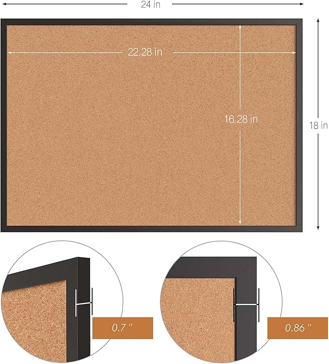 Board2by 2-Pack Cork Board Bulletin Board 18“ x 24”, Office Board - Image 5