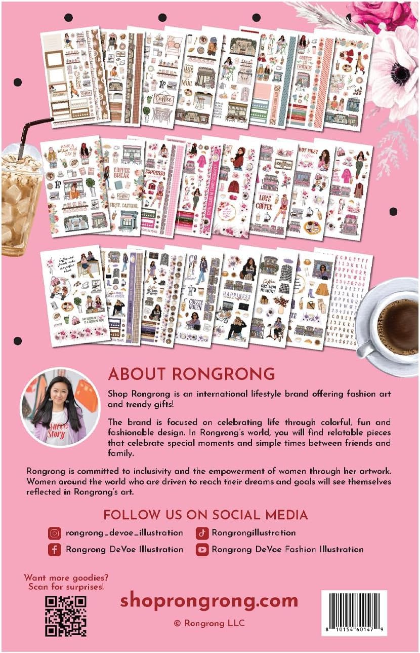 Hobonichi Compatible A5 Planner Sticker Book – Coffee Queen Collection Coffee-Themed Decorative & Functional Stickers for Cousin & Weeks Size Planners, Journals & Creative Planning