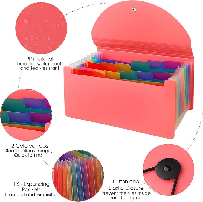 2 Pack 13 Pockets A6 Mini Coupon Organizer Wallet, Expandable Accordion File - Image 5