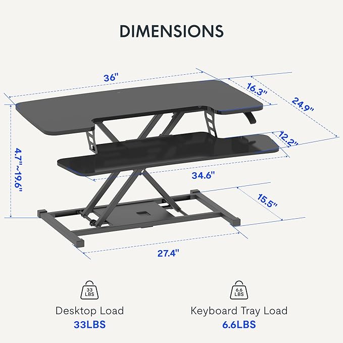 FLEXISPOT 36-inch Standing Desk Converter Height Adjustable Sit to Stand Up - Image 3