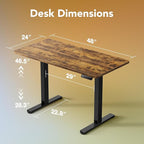 HUANUO 48" x 24" Electric Standing Desk Adjustable Height, 4 Memory Height - Image 3