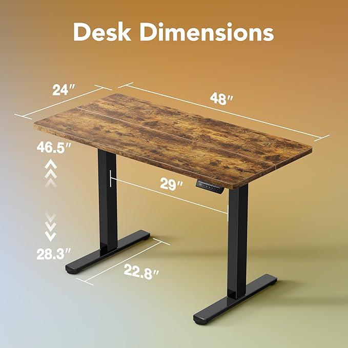 HUANUO 48" x 24" Electric Standing Desk Adjustable Height, 4 Memory Height - Image 3