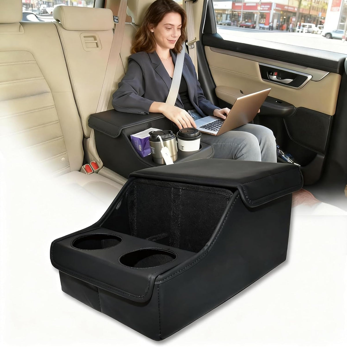 Backseat Car Organizer, Middle Seat Organizer Center Console Cup Holder