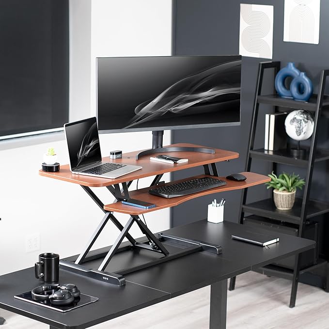 VIVO 42 inch Desk Converter, K Series, Height Adjustable Sit to Stand Riser - Image 2