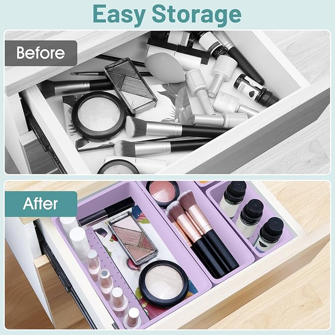 WOWBOX 25 PCS Plastic Drawer Organizer Set, 4 Sizes Desk Drawer Divider - Image 4