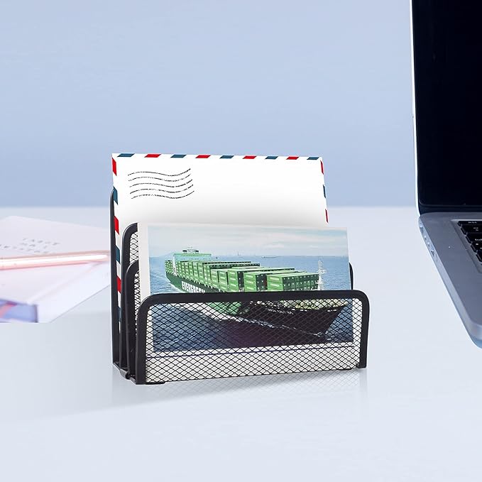 wishacc Desk Mail Organizer Small File Holders Letter Metal Mesh - Image 5