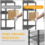 Himimi Storage Shelves with Wheels, 5-Tier Heavy Duty Steel Wire Rack Storage - Image 7