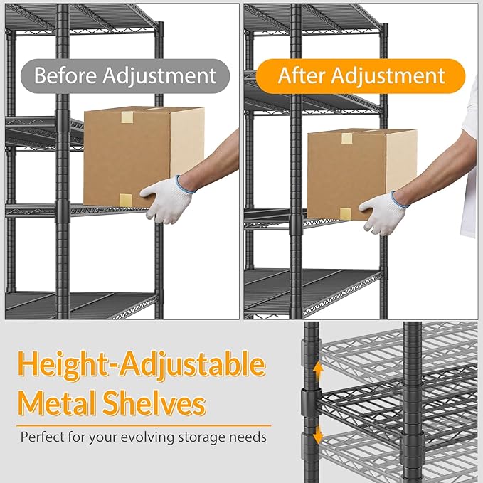 Himimi Storage Shelves with Wheels, 5-Tier Heavy Duty Steel Wire Rack Storage - Image 7