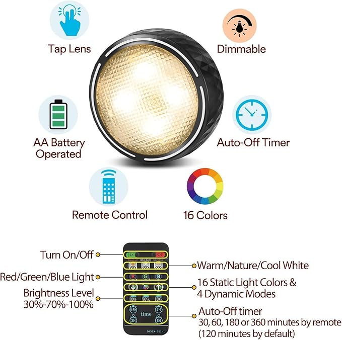 LED Puck Lights with Remote Battery Operated Under Cabinet Lighting Wireless - Image 4