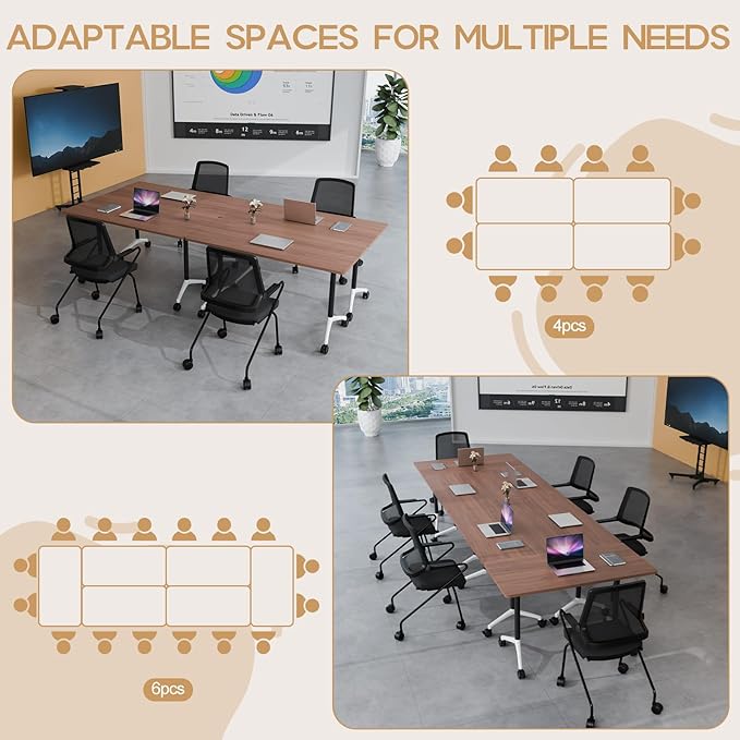 Folding Conference Table 4ft 5ft, Foldable Office Meeting Desk - Image 6