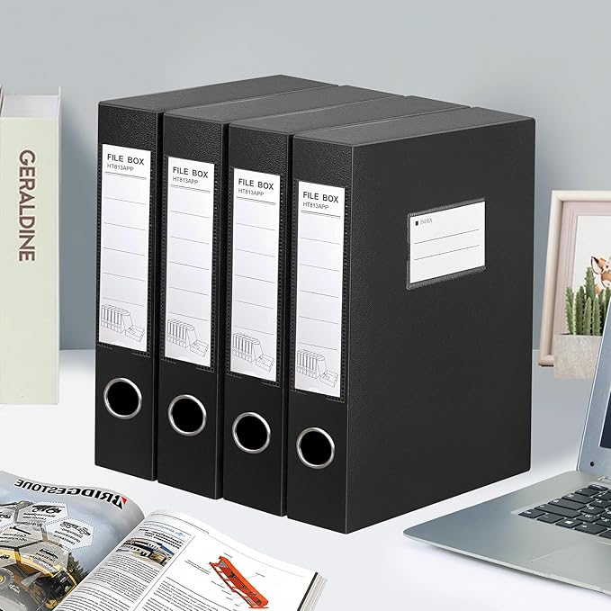 HUA JIE 2 Pack A4 Storage File Boxes Archives Case, 65mm Spine, Box File - Image 8