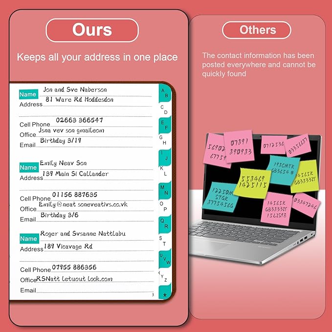 BLESWIN Address Book with Alphabetical Tabs, Hardcover Address Book - Image 5