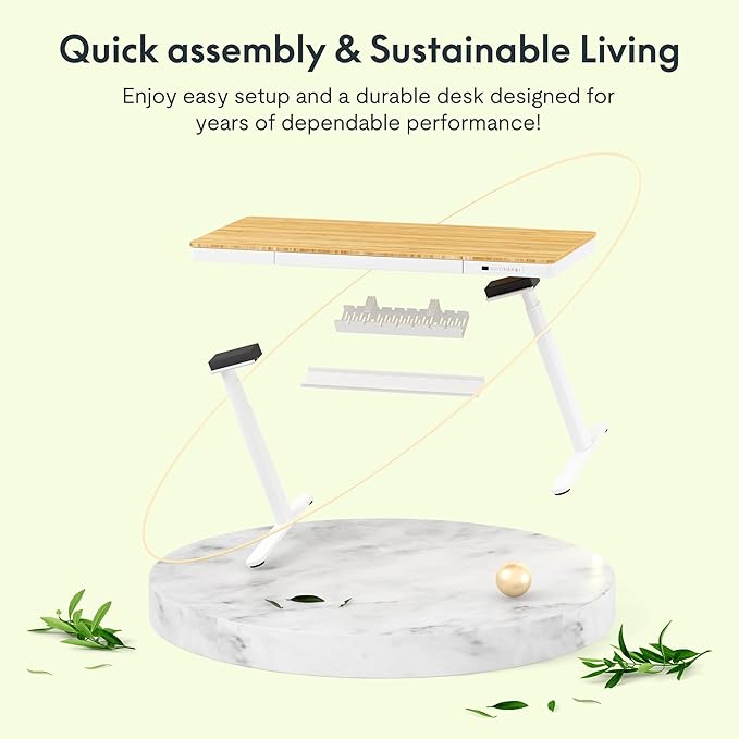 FLEXISPOT Q8 55" Bamboo Standing Desk, Dual Motor 3 Stages Adjustable Height - Image 3