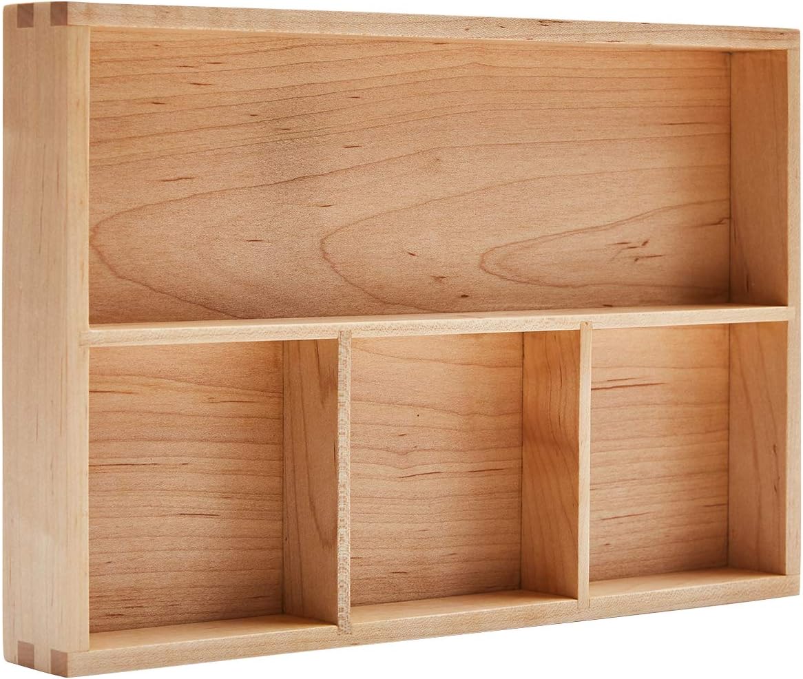 pandapark Wood Organizer Tray,Black Walnut,Desk & Drawer Storage Box (Map...