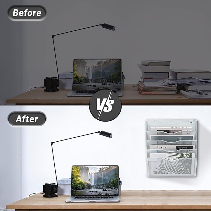EASEPRES 5 Pocket Mesh Hanging Wall File Organizer, Wall Mounted Mail Paper - Image 3