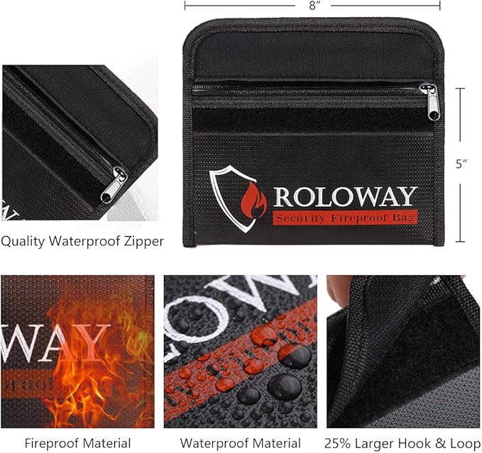 ROLOWAY Small Fireproof Bag, Non-itchy Fireproof Money Bag - Image 2