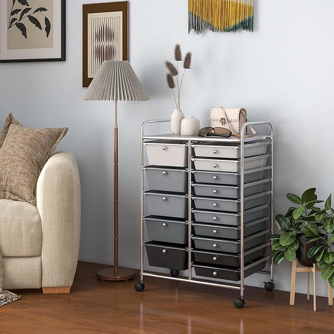 LDAILY 15 Drawer Rolling Storage Cart, Rolling Cart - Image 9