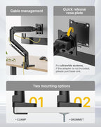 monTEK Heavy-Duty Monitor Arm for 17-57" Ultrawide Curved Screen, Supports up - Image 7