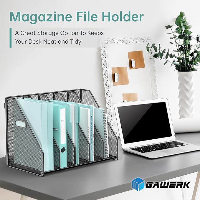 Gawerk 2 Pack Desktop File Magazine Folder Holder 5 Vertical Compartments - Image 5