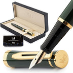 Wordsworth & Black Fountain Pen Set, 18K Gilded Broad Nib, Includes 24 Pack Ink by WordsworthBlack