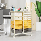 COSTWAY 15 Drawer Rolling Storage Cart, Utility Tools Paper Organizer on Wheels - Image 8